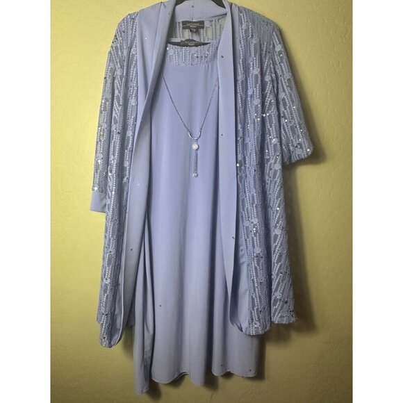 NWT R&M Richards Plus Size Circle Mesh Patterned Jacket Dress, Periwinkle 16W - Picture 2 of 6